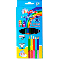 Олівці кольорові двосторонні, 12 шт. Барвінок
