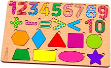 Пазл деревянный Зірка Цифры-фигуры цветные 119322