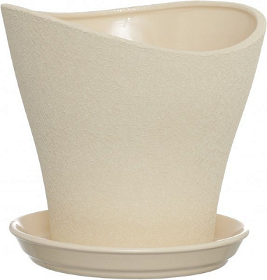 Горщик керамічний Оріана-Запоріжкераміка Хвиля №2 шовк фігурний 4,5л бежевий