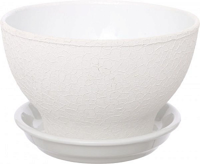 Горщик Оріана-Запоріжкераміка Бонсайниця шовк круглий 1л білий (016-0-017)