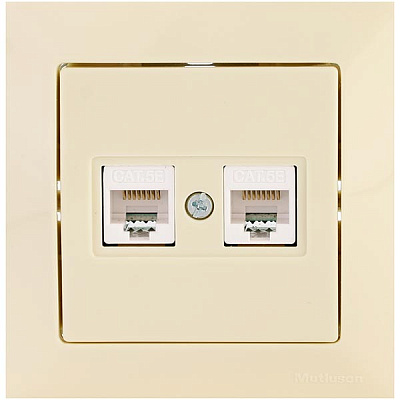 Розетка Mutlusan Candela двойная компьютерная Cat5e кремовая