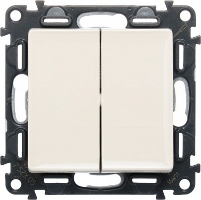 Выключатель двухклавишный Legrand Life без подсветки 10 А 250В кремовый 752505