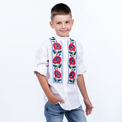 Вышиванка для мальчиков Эдельвика р.128 белый 175-23/00 