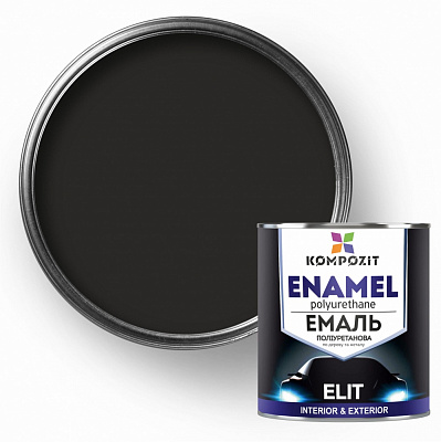 Эмаль полиуретановая Kompozit ELIT RAL 9005 черный шелковистый мат 0,6л