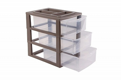 Комод-органайзер Heidrun 1518 Professional з 3 висувними лотками пластиковий сіро-бежевий 380x380x270 мм