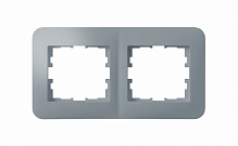 Рамка двухместная Hausmark Luno горизонтальная алюминий/серебро 709-4300-147