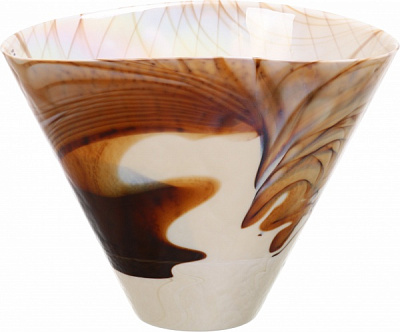 Ваза Yalos Murano FILIGRANA MARRONE 30 см слоновая кость с коричневой филигранью и перламутровым эффектом 