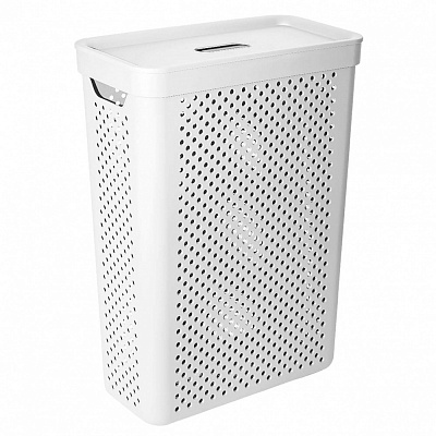 Корзина для белья Алеана Simple с крышкой 25 л белый