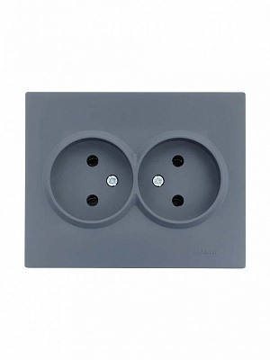 Розетка подвійна побутова без заземлення Lezard Vesna шефілд грей 742-3400-128B