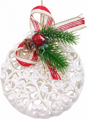 Декоративна підвіска Медальйон з декором 10 см HFF239W білий