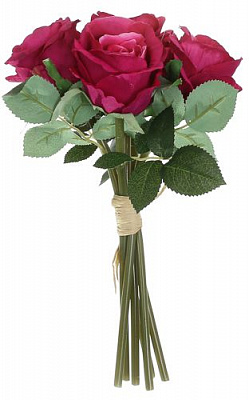 Рослина штучна Букет троянд 30 см червоно-рожевий 6