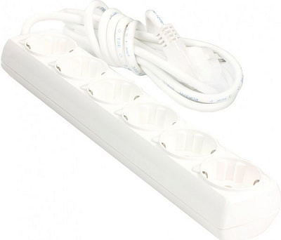 Удлинитель Borsan с заземлением 6 гн. белый 2 м BR-1556-2 