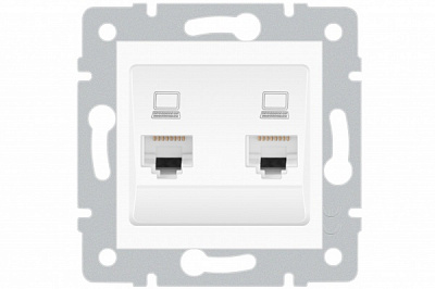 Механизм розетки компьютерная двойная двойная HausMark Stelo IP20 белый 501-0288-141