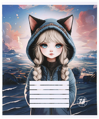 Тетрадь школьная Cat girl_25 18 листов в клеточку Nota Bene