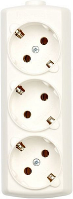 Колодка Borsan с заземлением 3 гн. белый BR.1553-0 