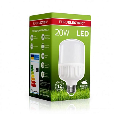 Лампа светодиодная Euroelectric Plastic 20 Вт T120 матовая E27 220 В 6500 К LED-HP-20274(P)