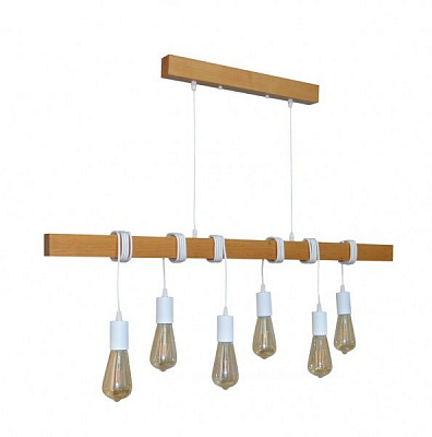 Подвес Геотон НСБ 02-6х60-970 Крона-6 6x60 Вт E27 белый/дерево 48764 