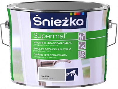 Эмаль Sniezka масляно-фталевая Supermal RAL 7001 стальной глянец 2,5л