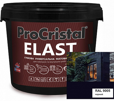 Краска резиновая акриловая ProCristal Elast IP-140 мат черный матовый 1,2кг
