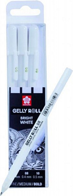 Набор ручек гелевых Sakura Basic White 3 размера (0,5-0,8-1,0) 