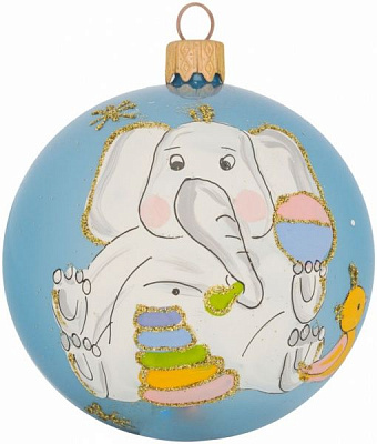 Куля скляна d80 Слоненя блакитний/сірий