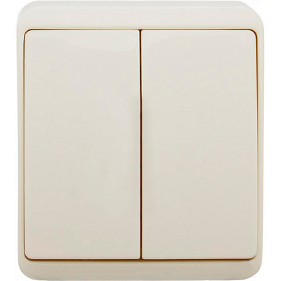 Вимикач двоклавішний HausMark Domo без підсвітки 10 А 220-250В кремовий HSN-SWP.H3C20G2W1-CR