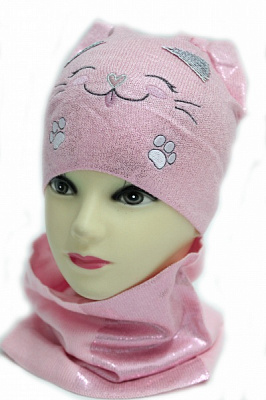 Комплект шапка + снуд для девочек Kraft+ р.48-50 розовый 2293 