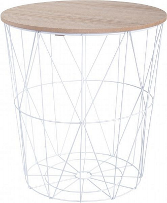 Стіл-кошик Сканді 40х40х42 см натуральне дерево з білим