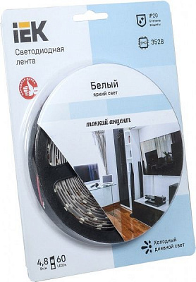 Стрічка світлодіодна IEK LSR-3528W60 4.8 Вт IP20 12 В холодний