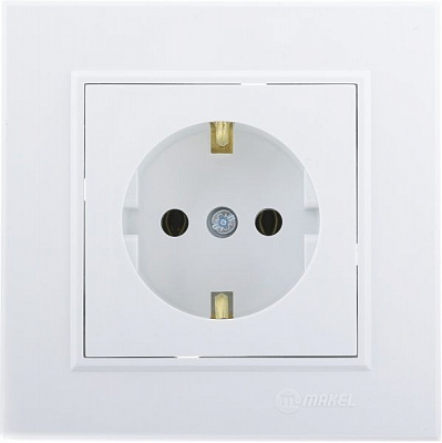 Розетка с заземлением Makel Karea 00 без шторок без крышки белый