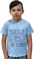 Детская футболка Roksana №01/16911 Магнитофон р.128-134 светло-голубой 