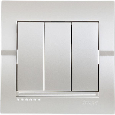 Вимикач триклавішний Lezard Deriy без підсвітки 10 А 250В перлинно-білий 702-3030-109