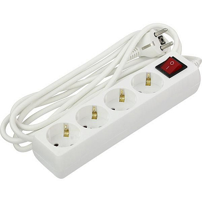 Удлинитель с выключателем UP! (Underprice) с заземлением 4 гн. белый 3 м G04MK-CT7-3m 