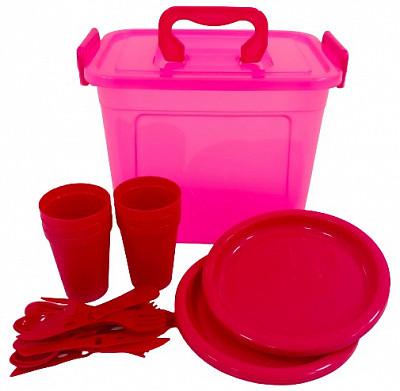 Набір для пікніка Rainbow 25 предметів рожевий Flamberg Smart Kitchen