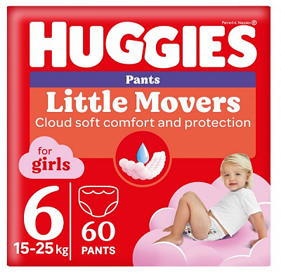 Підгузки-трусики Huggies 6 15-25 кг 60 шт. для дівчаток