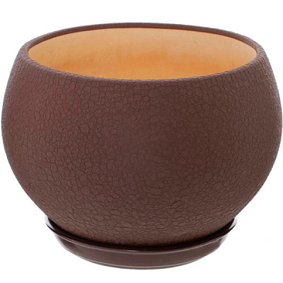 Горшок керамический Ориана-Запорожкерамика Шар шелк круглый 4,1л темный шоколад 