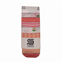Набор носков женских Premier Socks с клубникой р.23-25 белый с бордовым и розовым 5 шт.