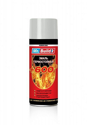 Эмаль аэрозольная Mr.Build термостойкая серебро полумат 400 мл