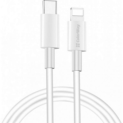 Кабель ColorWay Type-C - Apple Lightning (PD Fast Charging) 3.0 А 1 м білий