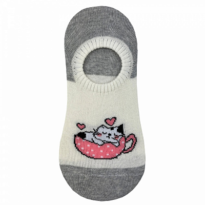 Носки женские Premier Socks Котик в чашке р.23-25 серый с белым