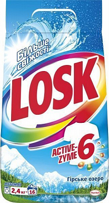 Стиральный порошок для машинной и ручной стирки Losk Горное озеро 16 циклов 2,4 кг