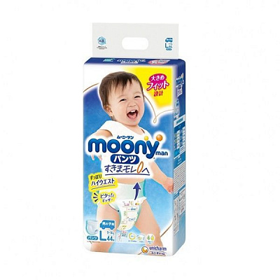 Подгузники-трусики Moony для мальчика (L) 9-14 кг 44 шт.