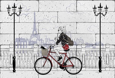 Картина гипсовая Велосипедистка 60,5x41 см BrickPrint 