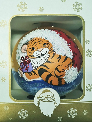 Куля сувенірна Тигрик 9 см золото