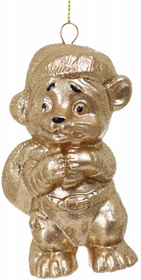 Подвеска Тигрик 3Д с мешком d 12 см золото