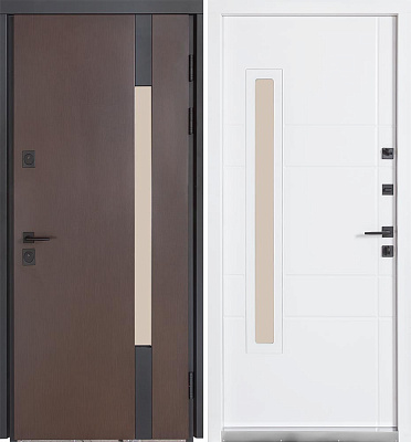 Дверь входная Булат Термо Хаус 705 венге темный / белый атласный 2050x950 мм левая