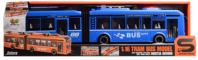 Трамвай CARS S блакитний 1:16 (інерція, звук, світло, двері відчиняються) 1:16 CJ-4358578