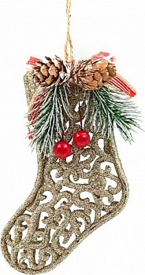 Елочная игрушка Сапог 11 см золотистый