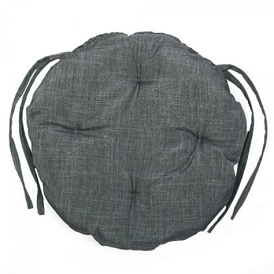 Подушка на стул Гавана круглая стеганая 36х36х5 темно-серая