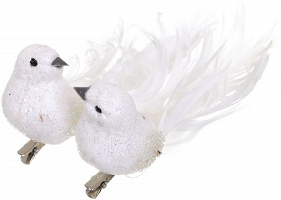 Набір новорічних декорацій Пташка 2 шт. 16 см EPI-D103142-white